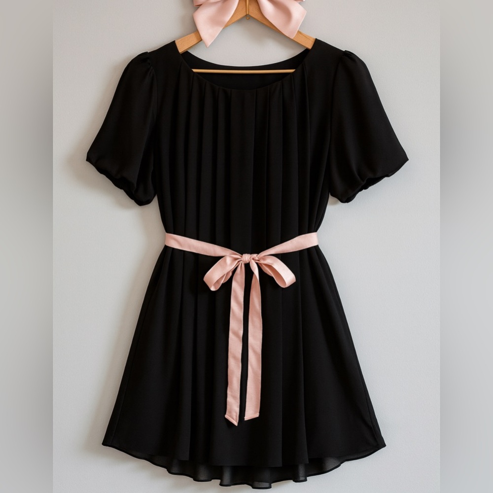 Twelve Twelve Los Angeles Black Dress with Pink Ribbon